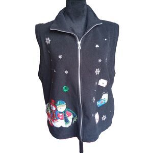 MHD Women's Size XLarge Christmas Zipper Up Vest